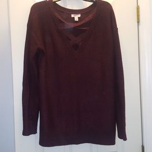 Burgundy Womens Long Sleeve Top